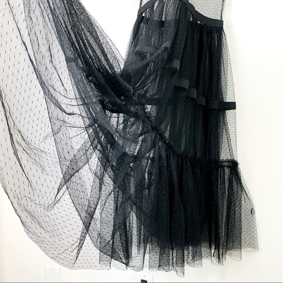 Gianni Bini Black Mesh Ruffle Midi Dress Small - Picture 4 of 11